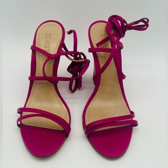 Schutz | Deonne Wedges | Ankle Tie | Hot Pink | Size 6.5, 7 - Picture 3 of 11